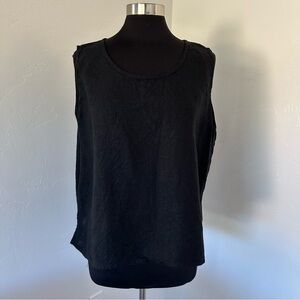 Flax Black Linen Sleeveless Lightweight Tank Top Size L